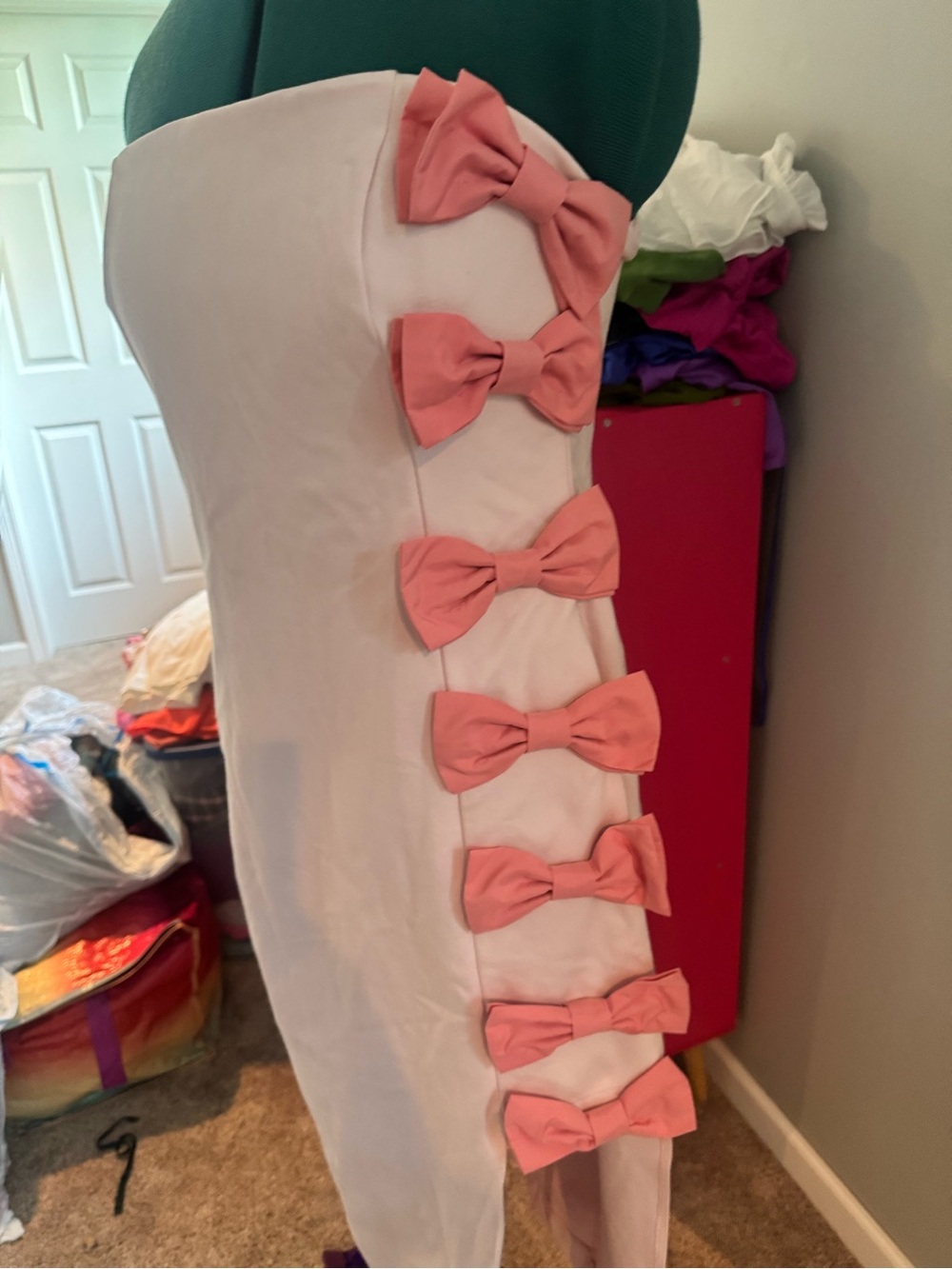 BHLDN Light Pink Strapless Midi Dress with Side Bow Accents - Picture 2 of 4